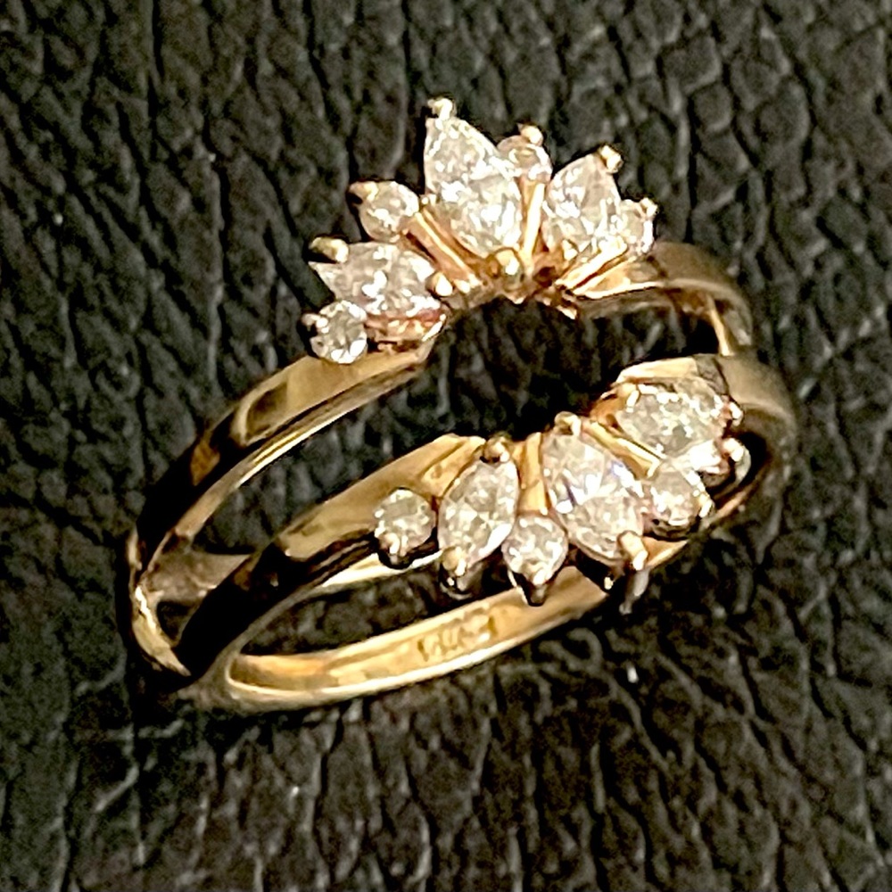 Stuller Ornate Crown of Gems Heavy Stone Ring Guard 14K Heavy Yellow Gold Band